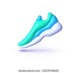 Sneakers 3d in realistic style. Trendy abstract design template with sneakers 3d on white background for shopping design. Vector illustration