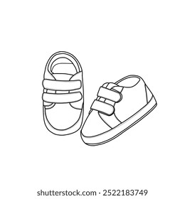 Tênis para criança bebê, par de sapatos para ilustração de vetor de criança do bebê. Isolado em um fundo branco.