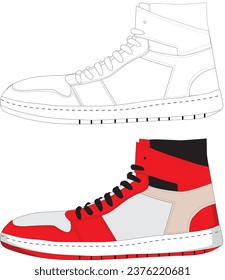 Sneakers, basketball shoes, red and undyed