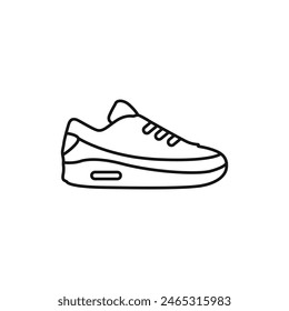 Sneakers black line vector. Outline of stylish sports shoes. Sneaker stroke logo. Running shoes vector. Modern simple sneakers on a white background vector.
