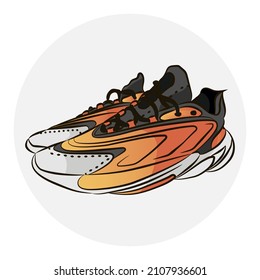 sneakers black orange vector illustration