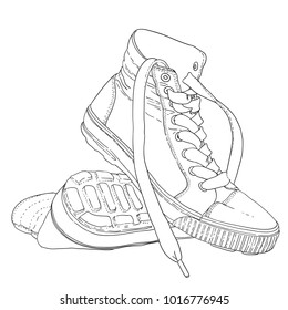 Sneakers Black White Sketch Cartoon Doodle Stock Vector (Royalty Free ...