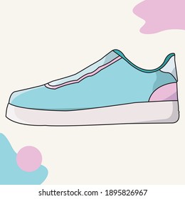 Sneakers in blue and pink are great for girl. The minimalist design makes these shoes unique and popular.