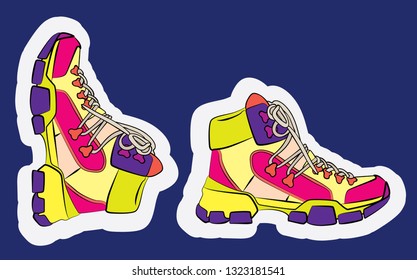 
sneakers boots women shoes Fashion illustration vector  object isolated