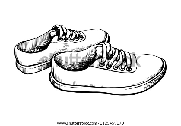 Sneakers Casual Walking Vector Sketch Fashionable Stock Image