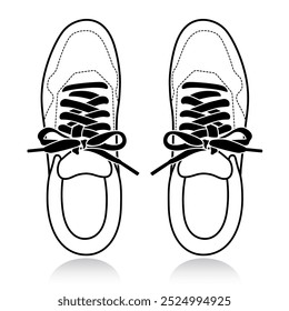 Sneakers. Classic Tennis Shoe. Sports Running footwear silhouette. Black and white Logo. Vector illustration