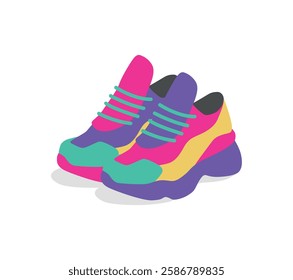 Sneakers. colourful shoes vector illustration. 