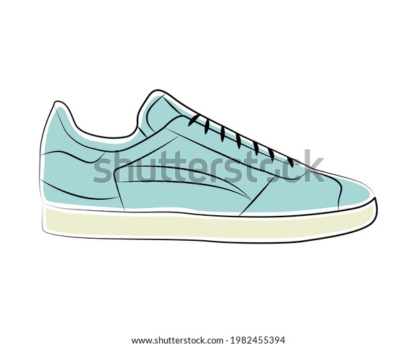 Sneakers Contour Drawing Sports Shoes Vector Stock Vector (Royalty Free ...