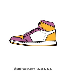Sneakers Design with Side angle. Sport shoes . Draft. Flat design. Vector illustration. Sneakers in a flat style. Side view sneakers. Fashion sneakers.