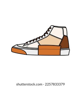 Sneakers Design with Side angle. Sport shoes . Draft. Flat design. Vector illustration. Sneakers in a flat style. Side view sneakers. Fashion sneakers.