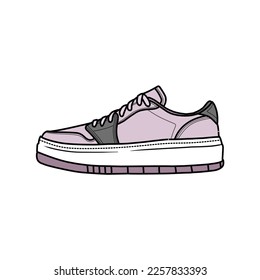 Sneakers Design with Side angle. Sport shoes . Draft. Flat design. Vector illustration. Sneakers in a flat style. Side view sneakers. Fashion sneakers.