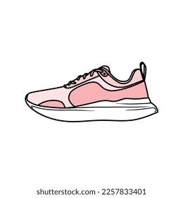 Sneakers Design with Side angle. Sport shoes . Draft. Flat design. Vector illustration. Sneakers in a flat style. Side view sneakers. Fashion sneakers.