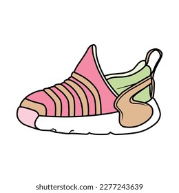 Sneakers Design with Side angle. Sport shoes . Draft. Flat design. Vector illustration. Sneakers in a flat style. Side view sneakers. Fashion sneakers.