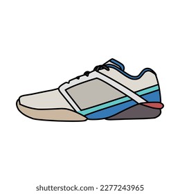 Turnschuhe Design mit Seitenwinkel. Sportschuhe . Entwurf. Flaches Design. Vektorgrafik. Turnschuhe im flachen Stil. Turnschuhe mit seitlicher Sicht. Mode-Turnschuhe.