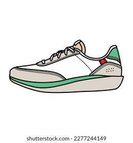 Sneakers Design with Side angle. Sport shoes . Draft. Flat design. Vector illustration. Sneakers in a flat style. Side view sneakers. Fashion sneakers.