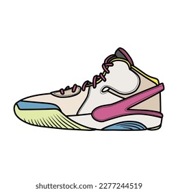 Sneakers Design with Side angle. Sport shoes . Draft. Flat design. Vector illustration. Sneakers in a flat style. Side view sneakers. Fashion sneakers.