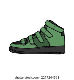 Sneakers Design with Side angle. Sport shoes . Draft. Flat design. Vector illustration. Sneakers in a flat style. Side view sneakers. Fashion sneakers.