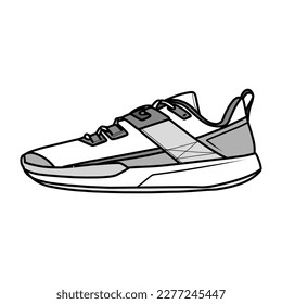 Sneakers Design with Side angle. Sport shoes . Draft. Flat design. Vector illustration. Sneakers in a flat style. Side view sneakers. Fashion sneakers.