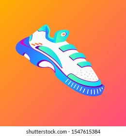 Sneakers design side view. Vector flat illustration