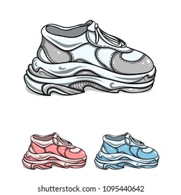 Sneakers. Different colors.
