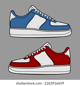 sneakers of different colors editable art
