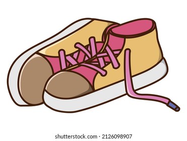Icono del vector de la ilustración del doodle de las zapatillas. Dibujado a mano, cómico, contorno.