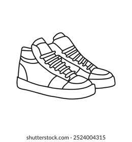 Sneakers in doodle style. Vector illustration, on a white background