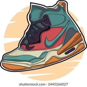 Sneakers. Draft. Design. Vector illustration. Sneakers in cartoon style. Side view of sneakers. Fashion sneakers.