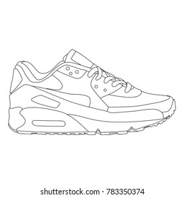 Sneakers drawn contour.