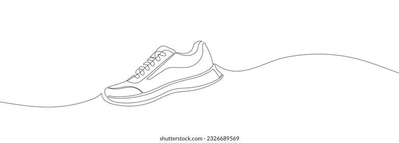 sneakers are drawn with one line. Sports shoes in a linear style. continuous one line. Vector illustration