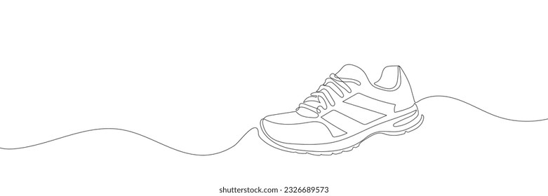 sneakers are drawn with one line. Sports shoes in a linear style. continuous one line. Vector illustration