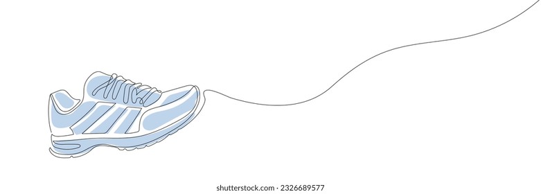 sneakers are drawn with one line. Sports shoes in a linear style. continuous one line. Vector illustration