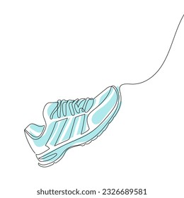 sneakers are drawn with one line. Sports shoes in a linear style. continuous one line. Vector illustration