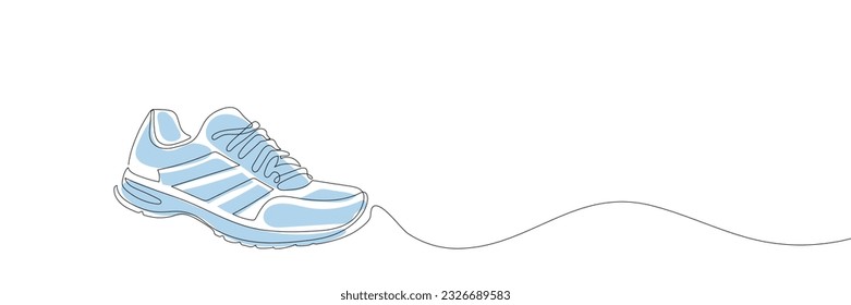 sneakers are drawn with one line. Sports shoes in a linear style. continuous one line. Vector illustration