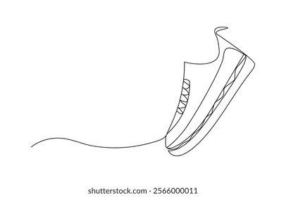 sneakers are drawn with one line. Sports shoes in a linear style. continuous one line. Vector illustration,