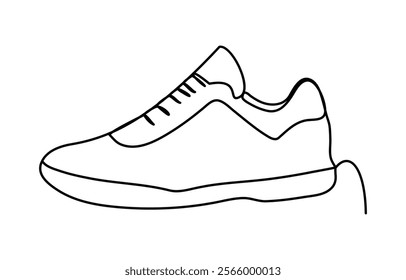 sneakers are drawn with one line. Sports shoes in a linear style. continuous one line. Vector illustration,