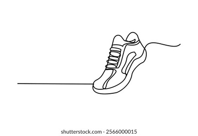 sneakers are drawn with one line. Sports shoes in a linear style. continuous one line. Vector illustration,