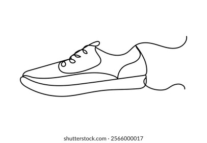 sneakers are drawn with one line. Sports shoes in a linear style. continuous one line. Vector illustration,