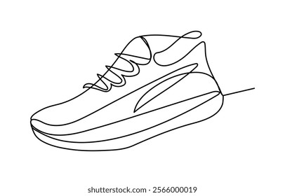 sneakers are drawn with one line. Sports shoes in a linear style. continuous one line. Vector illustration,