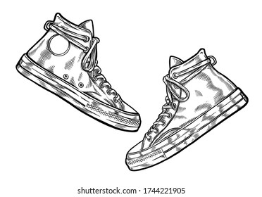 Sneakers gravieren Vektorgrafik