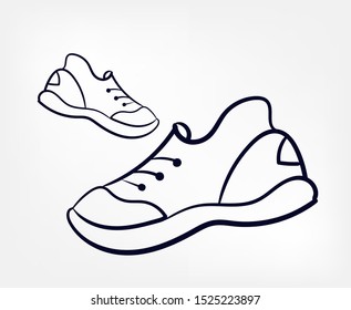 sneakers fitness diet sport concept line art  sketch doodle isolated