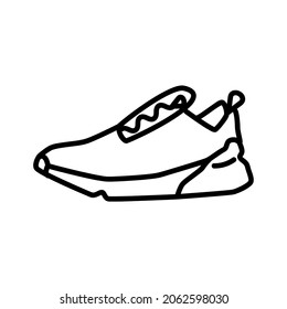 Sneakers for fitness flat icon. Pictogram for web. Line stroke. Isolated on white background. Vector eps10