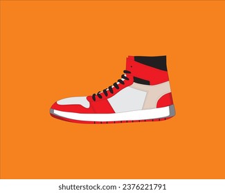 Sneakers. Diseño plano. Ilustración vectorial. Sneakers de manera plana. Vista lateral de las zapatillas. Calzado de baloncesto