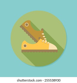 Sneakers. Flat icon with long shadow. EPS10