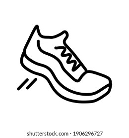 Sneakers flat icon. Pictogram for web. Line stroke. Isolated on white background. Vector eps10