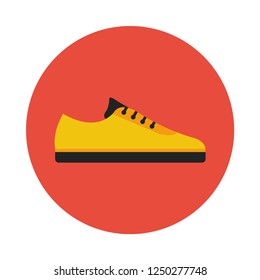 Sneakers flat icon. You can be used sneakers icon for several purposes like: websites, UI, UX, print templates, promotional materials, info-graphics, web and mobile phone apps.