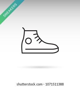 Sneakers. Flat modern web outline icon isolated on white background.