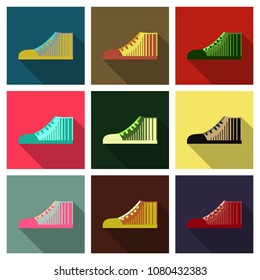 Sneakers. Sneakers in flat style. Sneakers top view. Fashion sneakers . Vector illustration