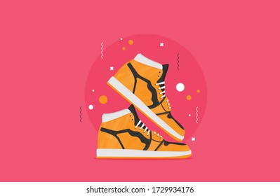 Sneakers. Flat vector icon isolated on color background