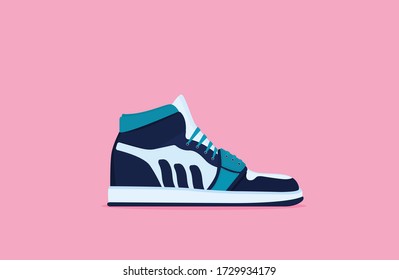Sneakers. Flat vector icon isolated on color background